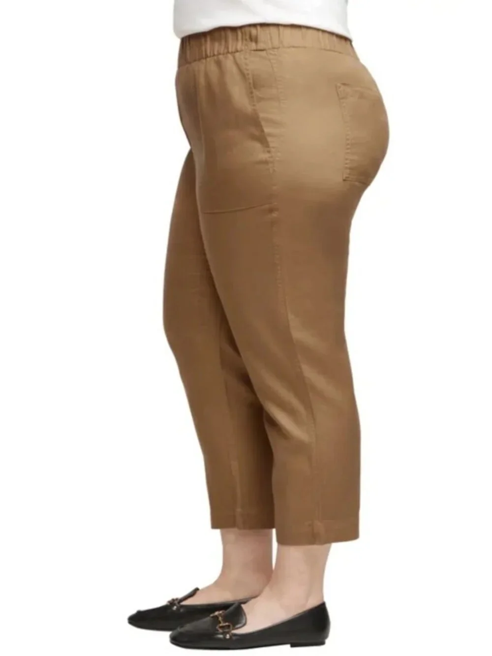 NWT Banana Republic Women's XXL Tapered Crop Pant Tan Pull-On Elastic B1705